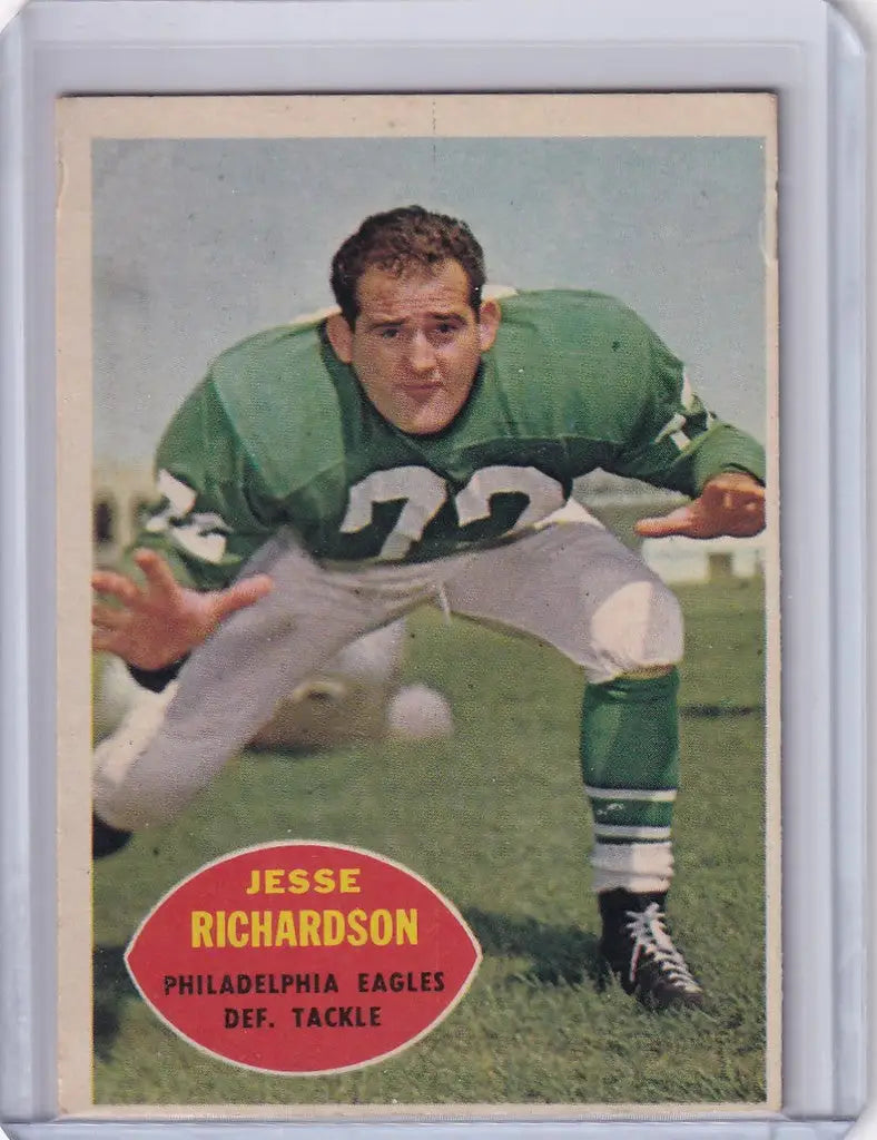 Vintage 1960 Topps Football card of Jesse Richardson from the Philadelphia Eagles