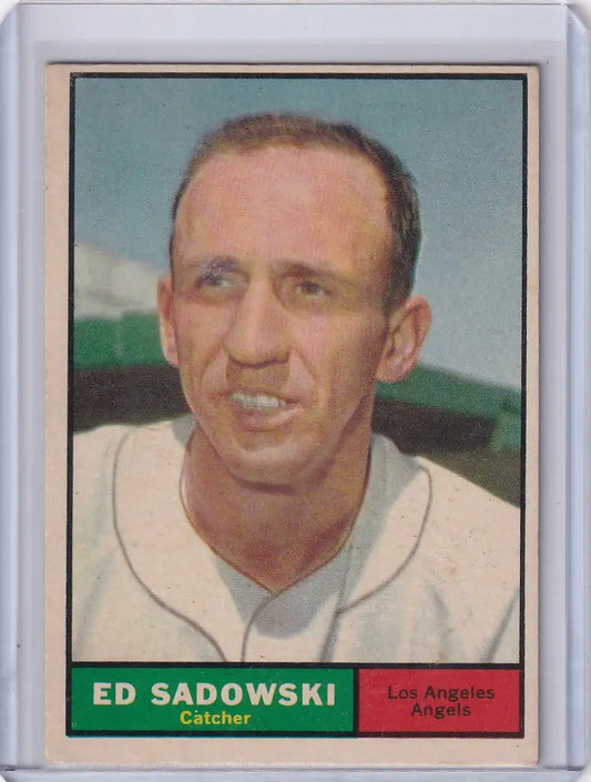 Baseball card of Ed Sadowski, Los Angeles Angels player, 1961 Topps #163