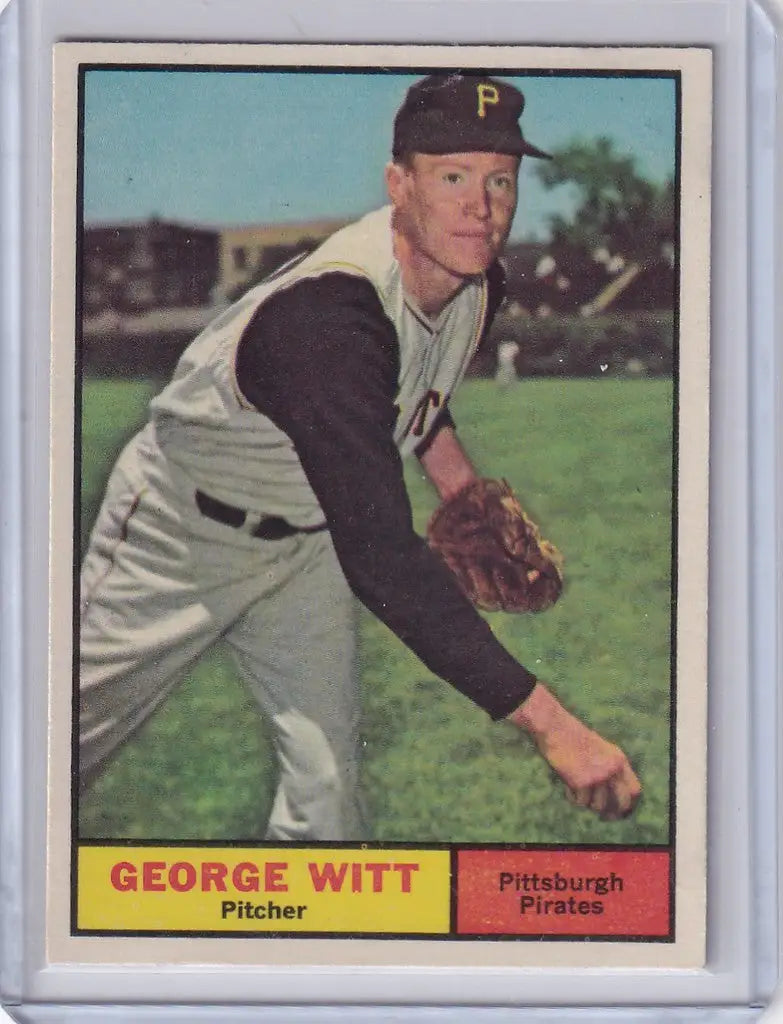 Baseball card of George Witt in throwing stance for Pittsburgh Pirates team