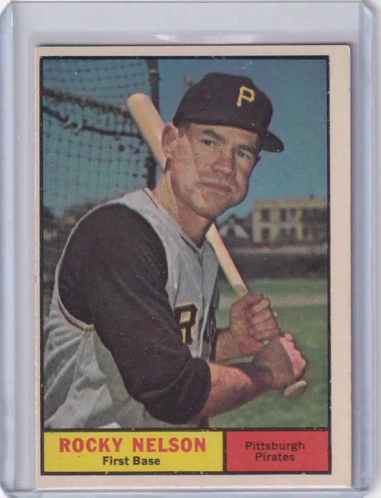 1961 Topps #304 Rocky Nelson - Pittsburgh Pirates player in batting stance card image