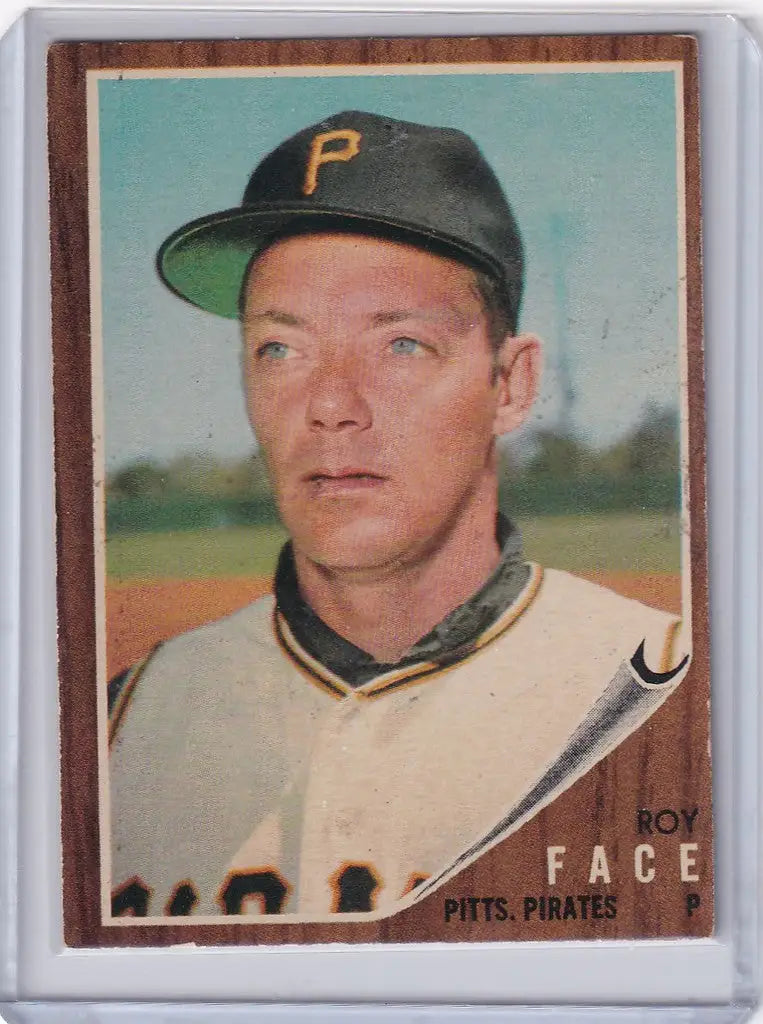 Baseball card of Roy Face - Pittsburgh Pirates in black cap with yellow P logo