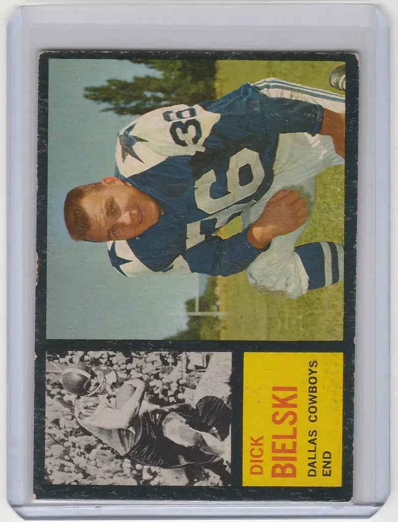 Football trading card of Dick Bielski Dallas Cowboys in blue and white uniform