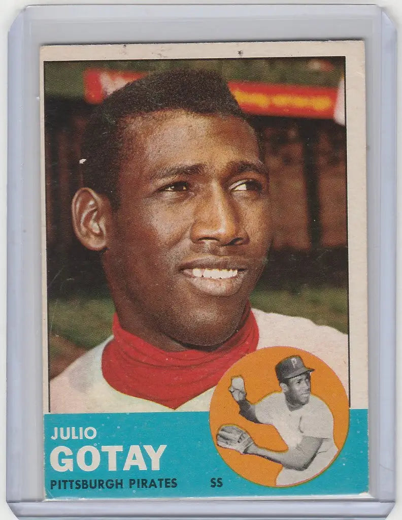 Baseball card of Julio Gotay, Pittsburgh Pirates player from 1963 Topps