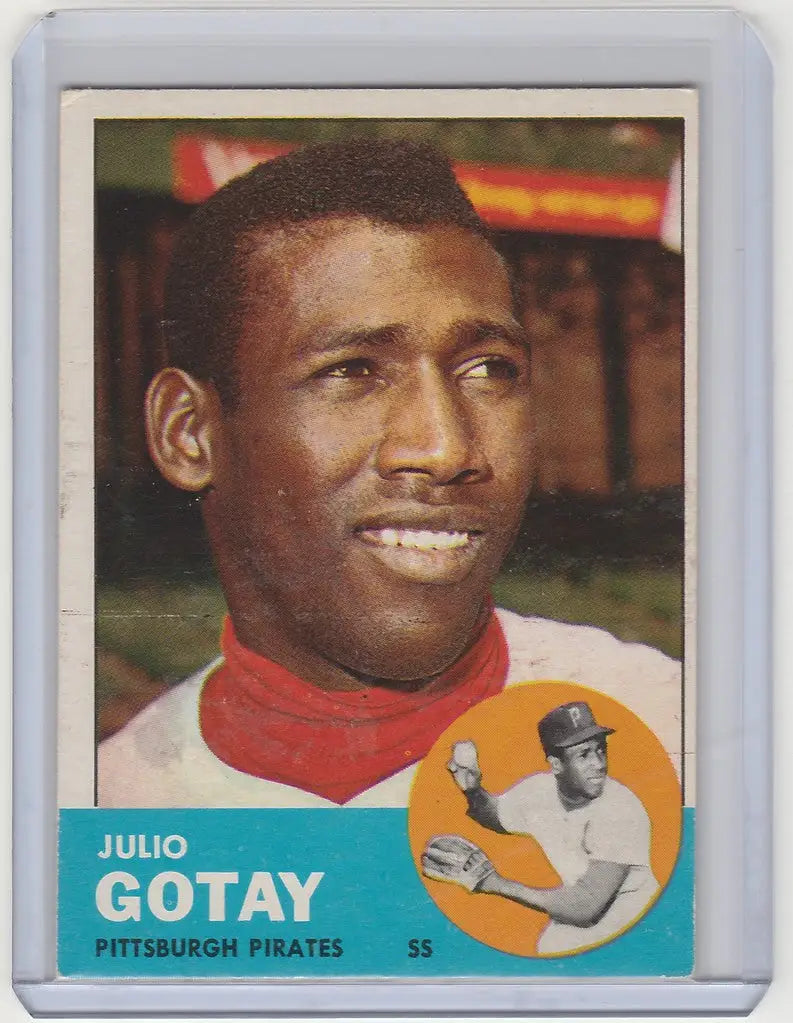 Baseball card of Julio Gotay, Pittsburgh Pirates EXMT edition from 1963 Topps