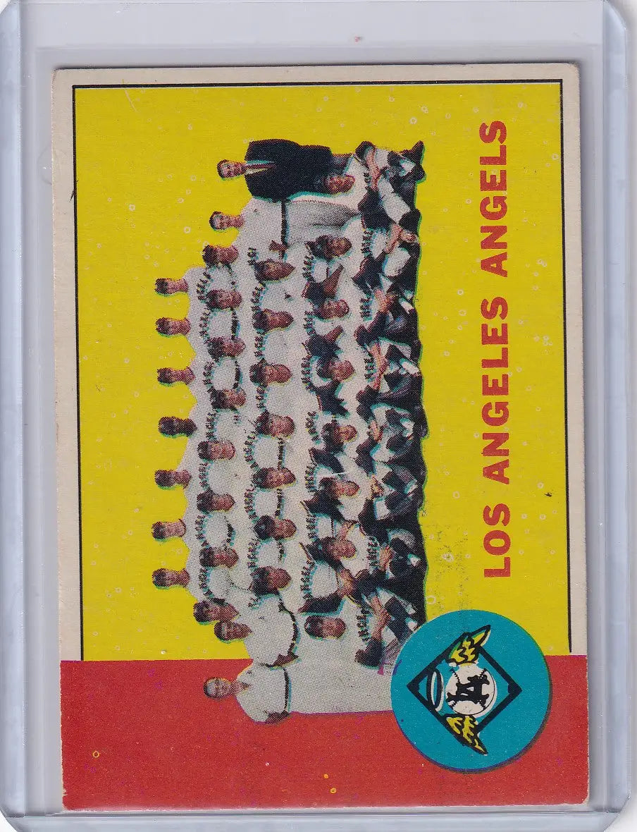 Vintage 1963 Topps 39 Los Angeles Angels Team card with bold yellow background