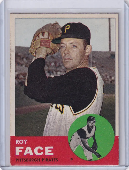 1963 Topps 409 baseball card of Roy Face, Pittsburgh Pirates pitcher, trading cards collector