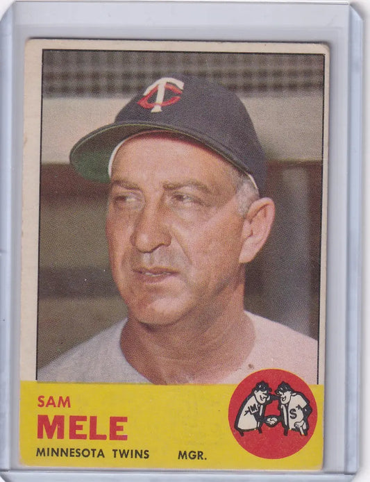 1963 Topps 531 Sam Mele baseball card featuring Minnesota Twins manager Sam Mele