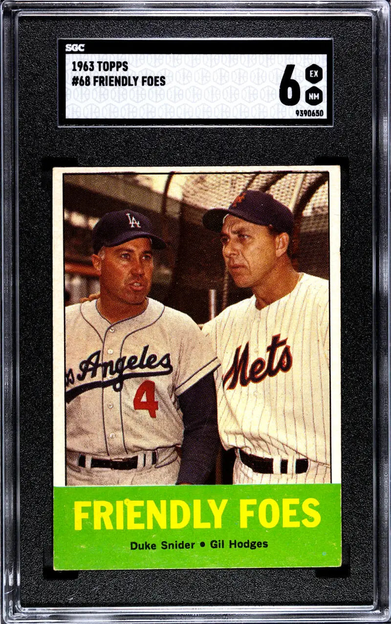 1963 Topps Friendly Foes Baseball Card featuring Duke Snider and Gil Hodges