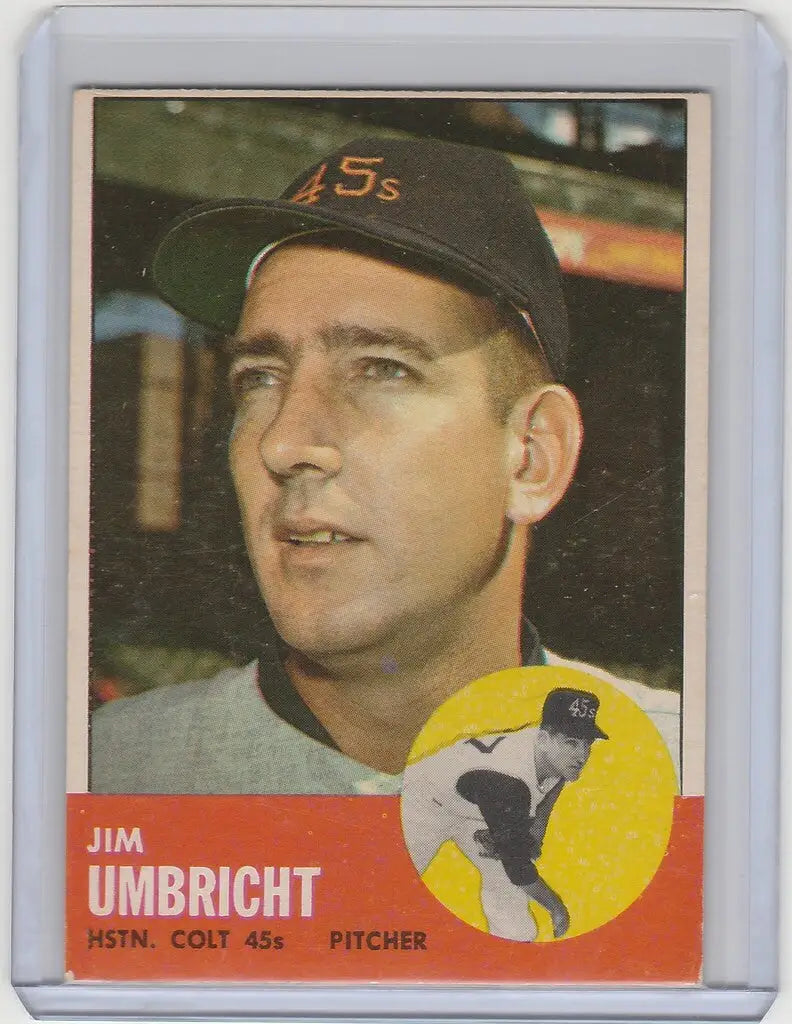 Vintage baseball card of Jim Umbricht, Houston Colts EXMT pitching collectible