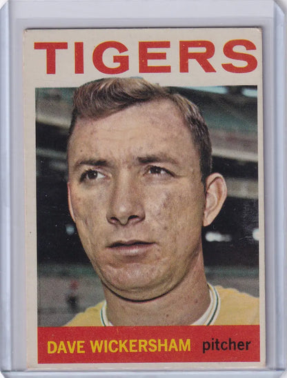 1964 Topps Baseball card of Detroit Tigers pitcher Dave Wickersham in yellow uniform