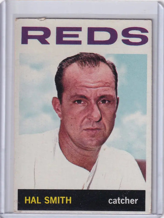 Baseball card of Hal Smith, catcher for the Cincinnati Reds, Topps Baseball 1964