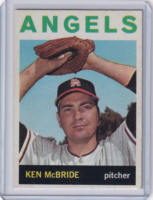 Vintage 1964 Topps Baseball card of Ken McBride, Los Angeles Angels pitcher