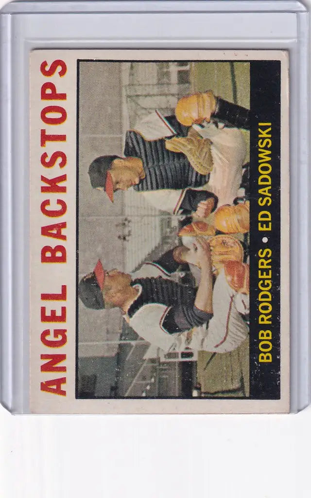 Vintage baseball card of Bob Rodgers Los Angeles Angels players in a dugout setting