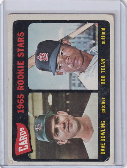 1965 Topps Baseball #116 Cardinals Rookies featuring Dave Dowling and Bob Tolan portraits