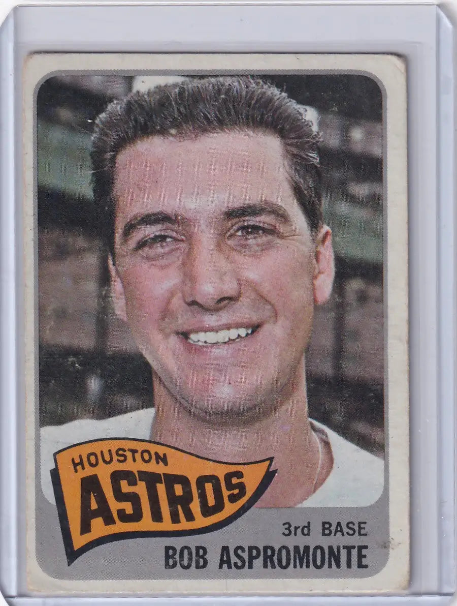 Vintage 1965 Topps Baseball card of Bob Aspromonte, Houston Astros player