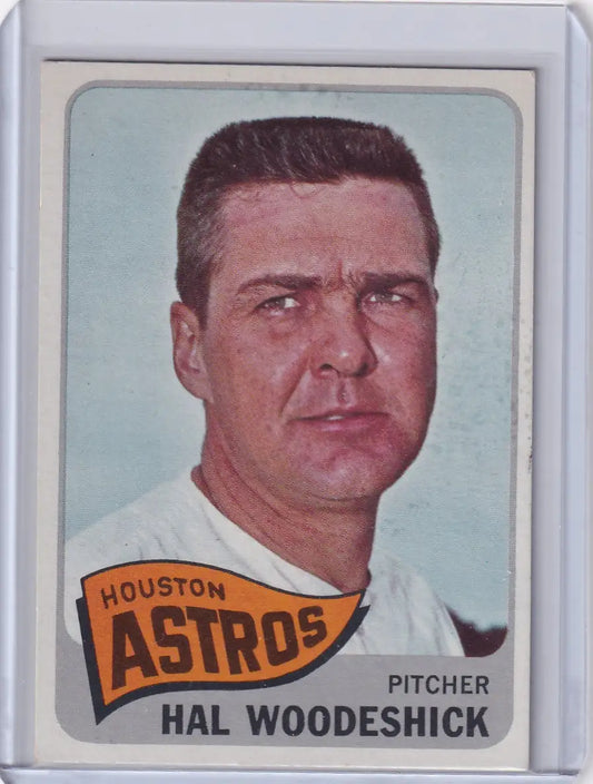 1965 Topps Baseball card of Hal Woodeshick, Houston Astros pitcher from an earlier era