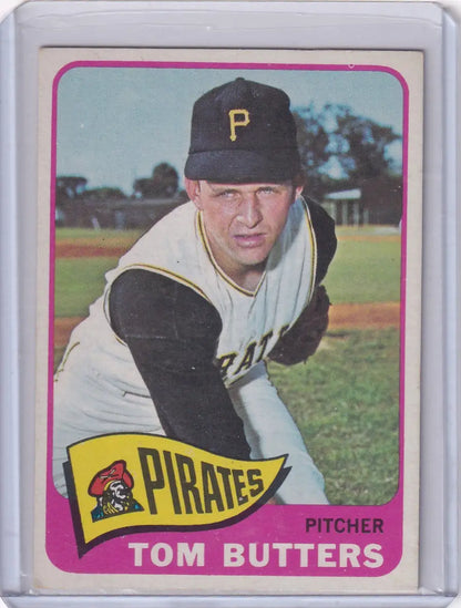 1965 Topps Baseball card of Tom Butters, Pittsburgh Pirates pitcher in uniform