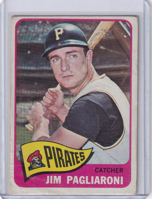 Vintage 1965 Topps Baseball card of Jim Pagliaroni, Pittsburgh Pirates catcher