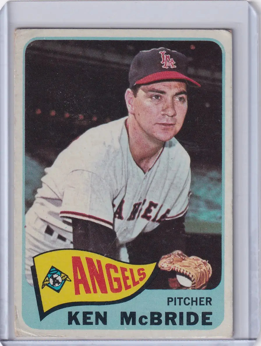 Vintage Topps Baseball card of Ken McBride, Los Angeles Angels pitcher in uniform