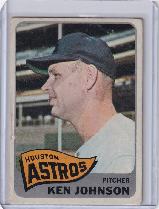 Vintage Topps Baseball card of Ken Johnson, Houston Astros pitcher in profile view