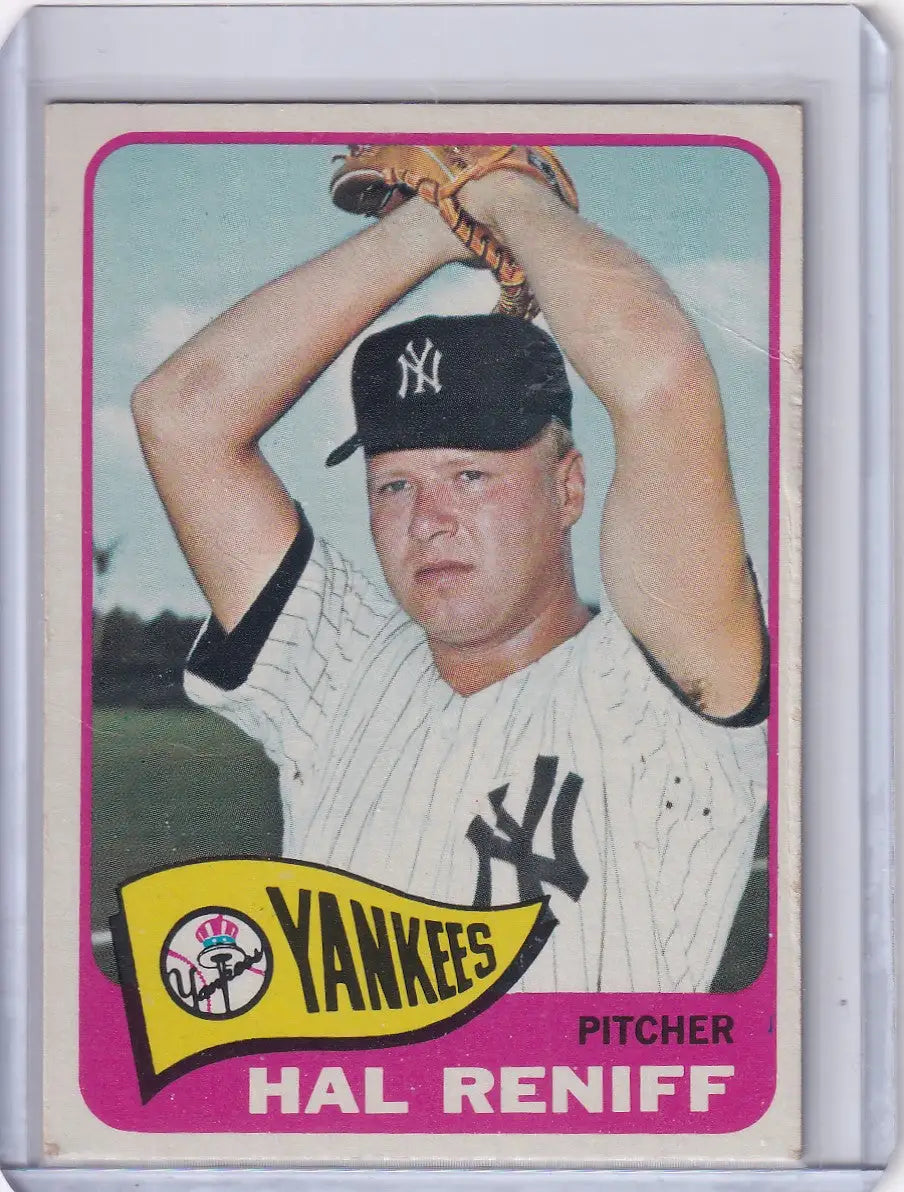 1965 Topps Baseball card of Hal Reniff pitching for the New York Yankees