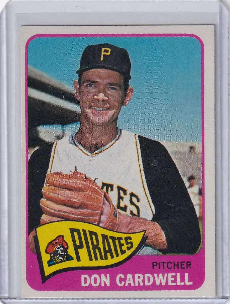 1965 Topps Baseball card of Don Cardwell, Pittsburgh Pirates pitcher in uniform