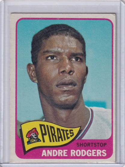 Topps Baseball card of Andre Rodgers, Pittsburgh Pirates shortstop from 1965