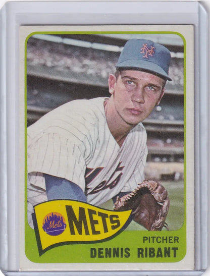 1965 Topps Baseball card of Dennis Ribant in New York Mets uniform with glove