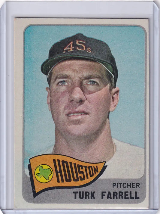 1965 Topps Baseball card of Turk Farrell, Houston Astros pitcher collectible