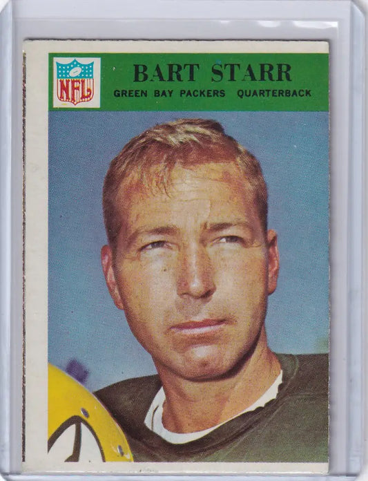 Vintage 1966 Philadelphia #88 Bart Starr Green Bay Packers football card for collectors