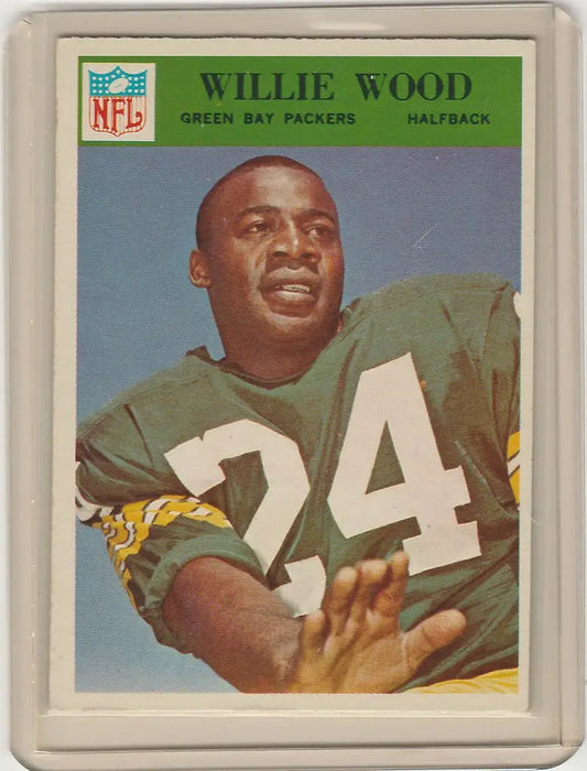 Vintage football card of Willie Wood Green Bay Packers Halfback jersey number 24