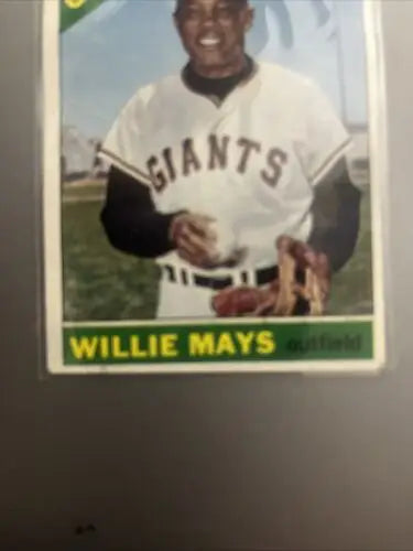 1966 Topps trading card of Willie Mays, HOF MVP collectible item for fans