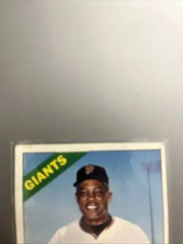 Smiling Willie Mays on a 1966 Topps trading card, HOF MVP collectible