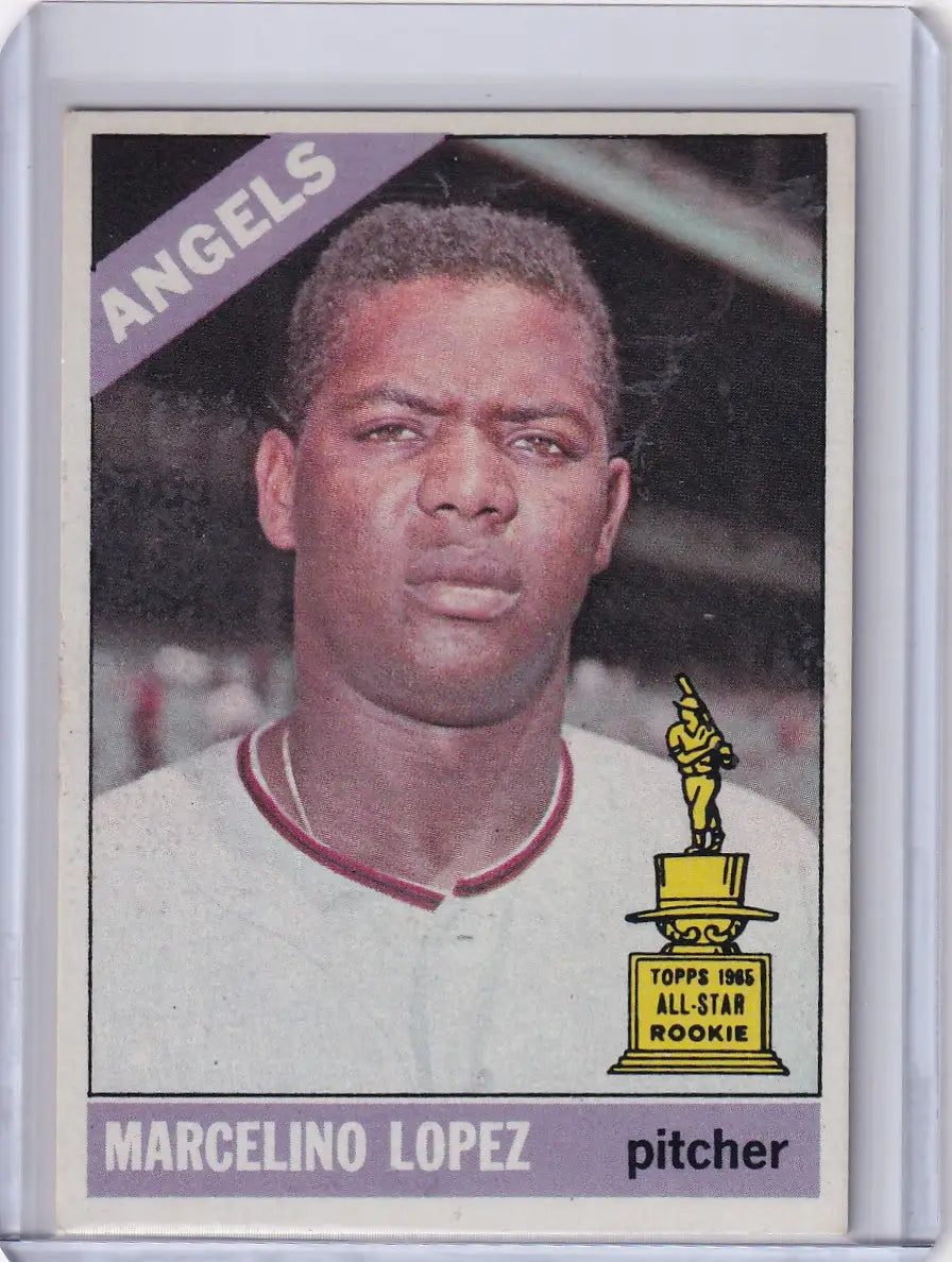 Topps Baseball card of Maelino Lopez from California Angels, 1966 edition