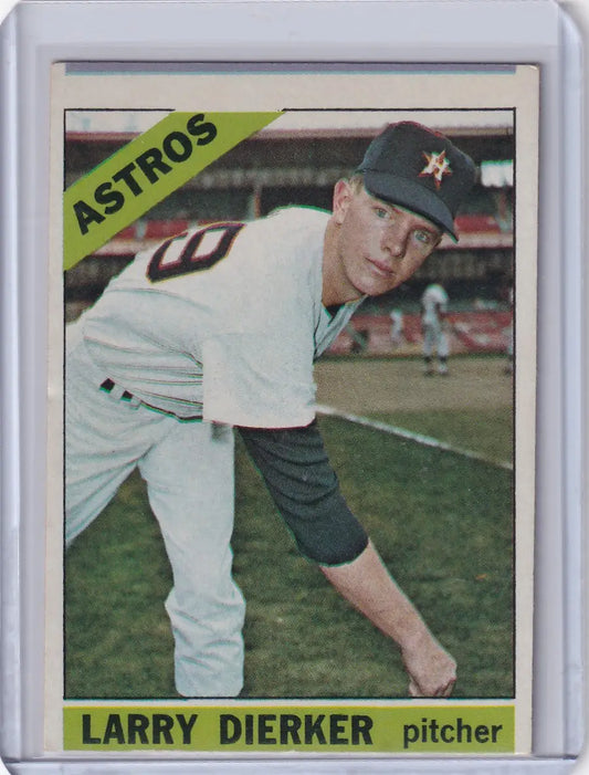 Topps Baseball card of Larry Dierker in throwing stance for Houston Astros