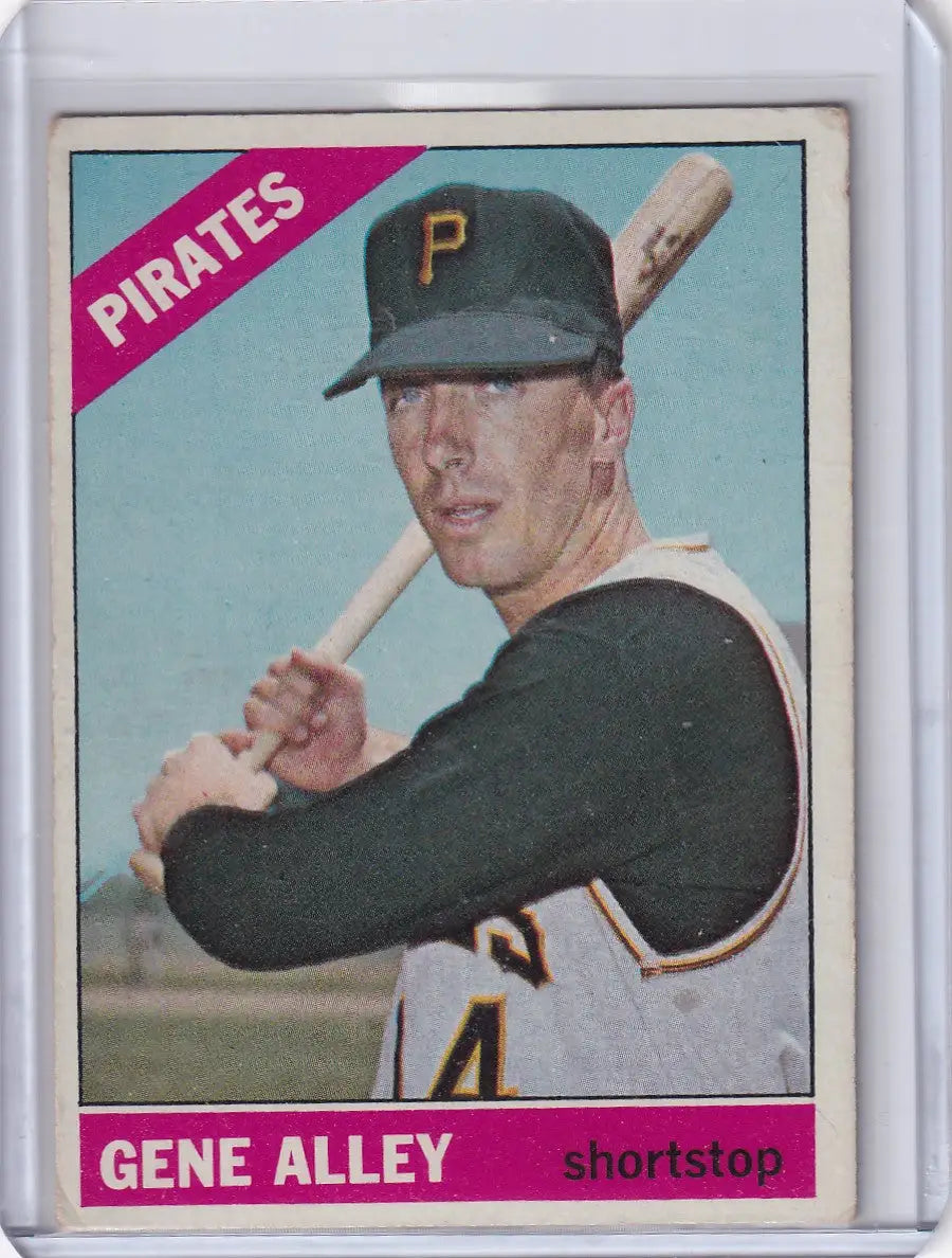 1966 Topps Baseball card of Gene Alley in batting stance for Pittsburgh Pirates