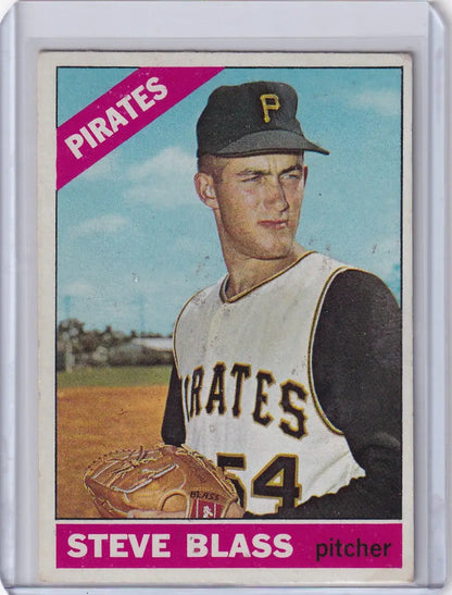 1966 Topps Baseball card of Steve Blass, pitcher for the Pittsburgh Pirates