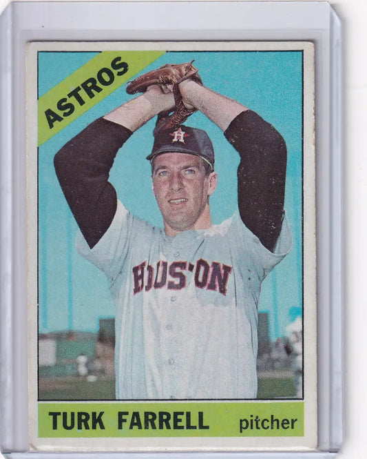 Turk Farrell pitching on 1966 Topps Baseball card for Houston Astros collectors