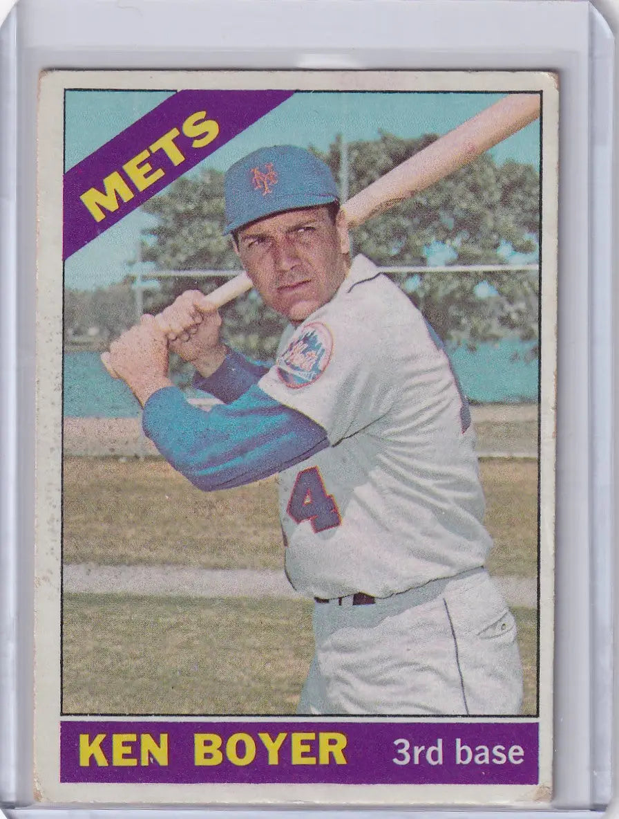 Baseball card of Ken Boyer in batting stance for Topps Baseball, New York Mets