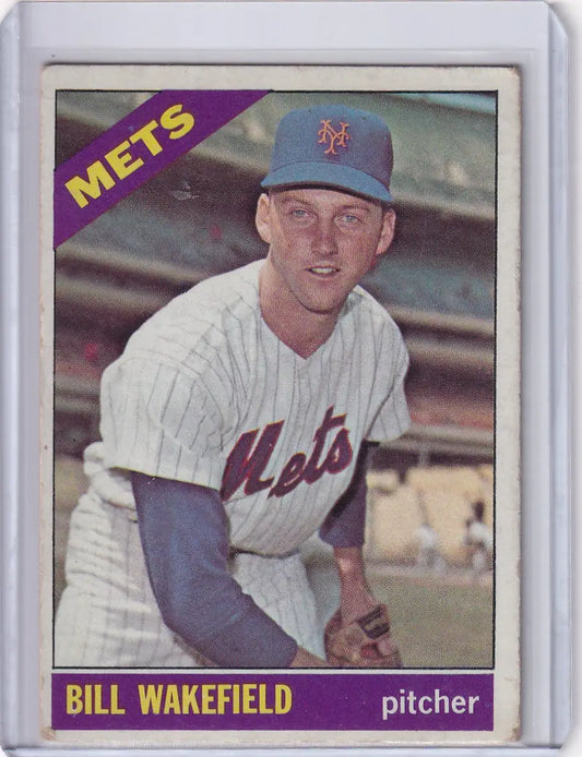 1966 Topps Baseball card of New York Mets pitcher Bill Wakefield in uniform