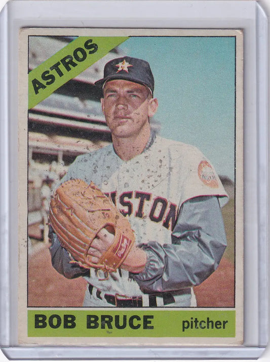 Vintage Topps Baseball card of Bob Bruce from the Houston Astros 1966 series