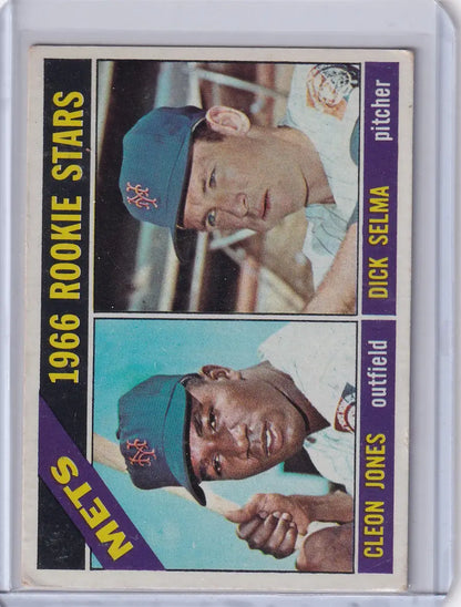 Baseball card of 1966 Topps Baseball Mets Rookies Cleon Jones and Dick Selma