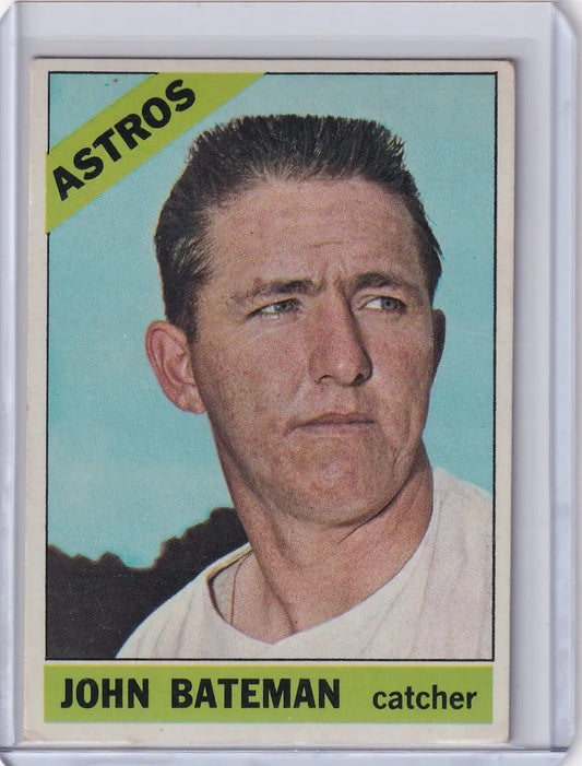 Vintage Topps Baseball card of John Bateman, Houston Astros catcher from 1966