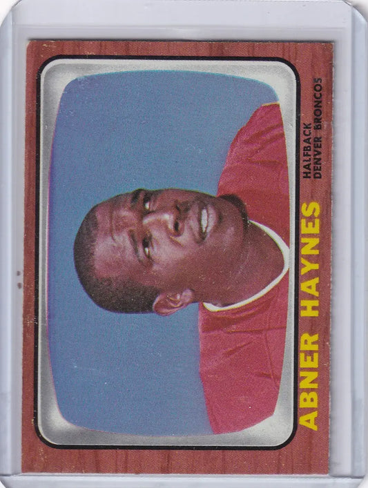 1966 Topps Football card featuring Abner Haynes of the Denver Broncos with vintage design