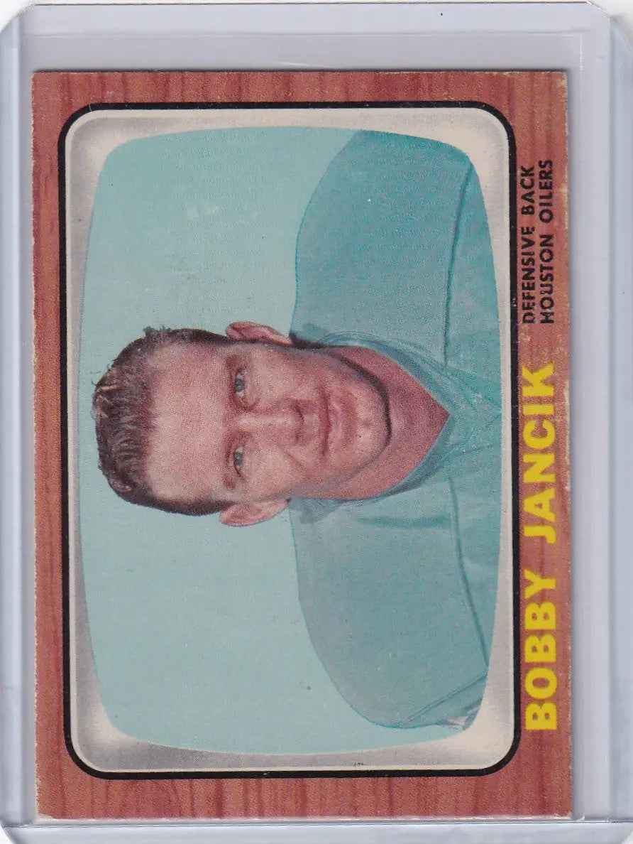 Vintage 1966 Topps Football card featuring Bobby Jancik of the Houston Oilers