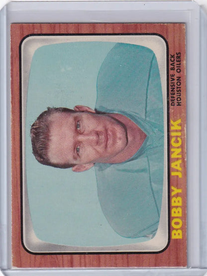 Vintage 1966 Topps Football card featuring Bobby Jancik of the Houston Oilers