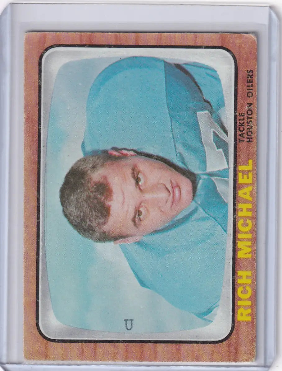 Vintage 1966 Topps Football trading card of Rich Michael, Houston Oilers player