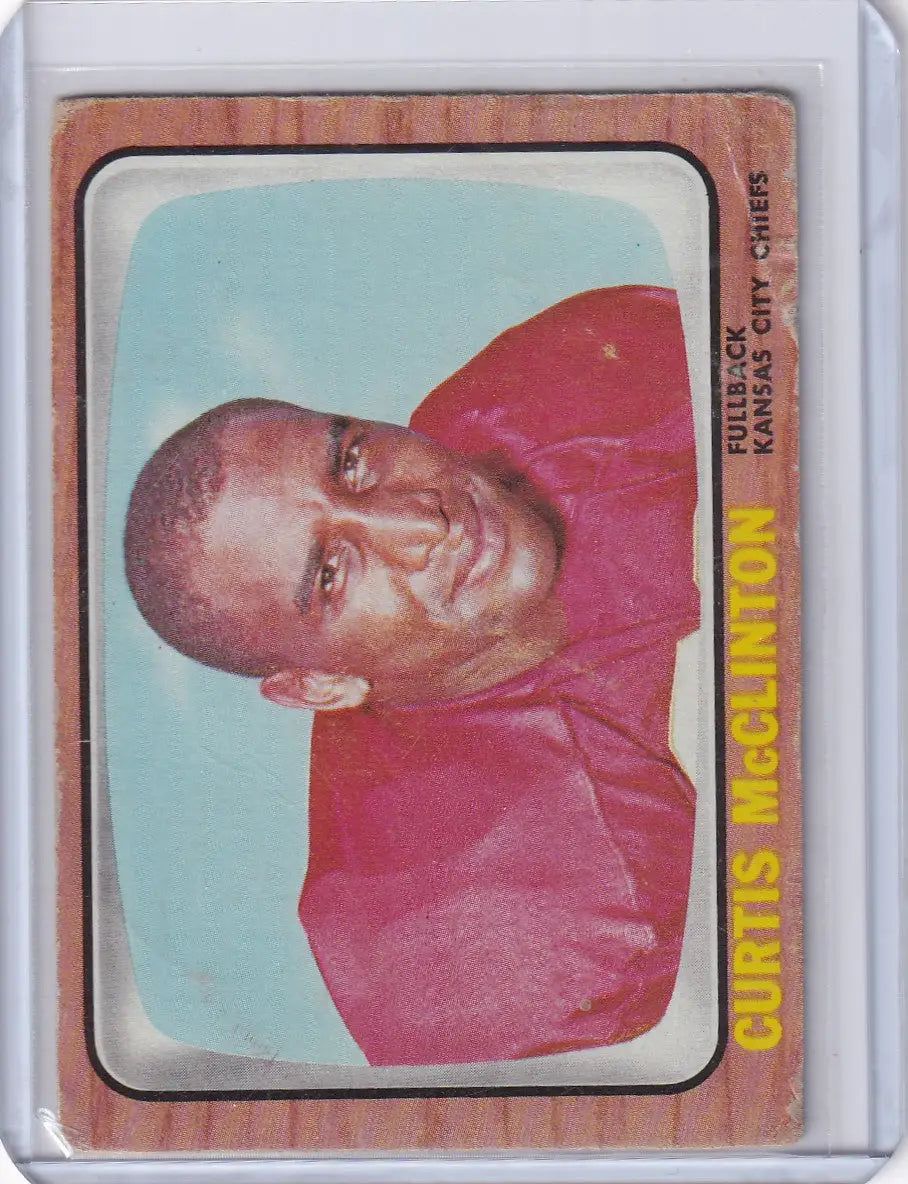 Vintage 1966 Topps Football card of Curtis McClinton, Kansas City Chiefs player