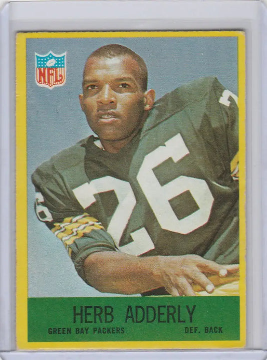 Vintage football trading card of Herb Adderly from the Green Bay Packers EXMT