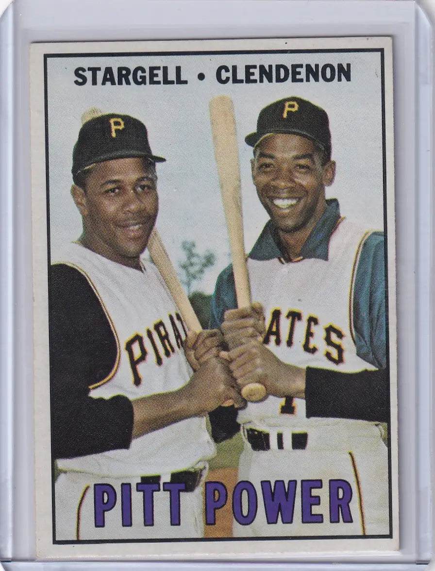 Baseball card of Willie Stargell and Donn Clendenon from 1967 Topps Baseball PITT POWER